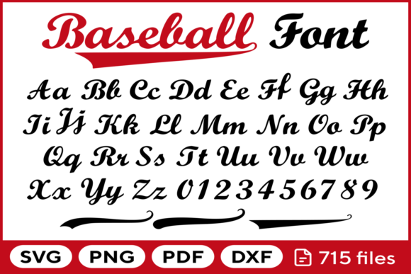 Baseball Font Svg Png Pdf Dxf for Graphics and Crafts