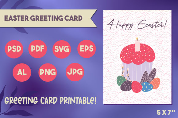 Easter Greeting Card. Easter Cake Graphics