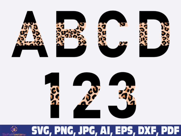 Half Leopard Font Alphabet Letters: Graphics and Crafts
