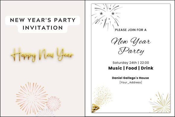 New Year Invitation Message Card Graphics