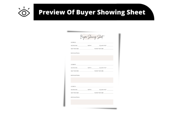 Printable Buyer Showing Sheet Graphics