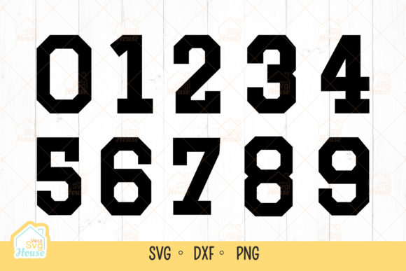 Sports Jersey Varsity Font Numbers SVG