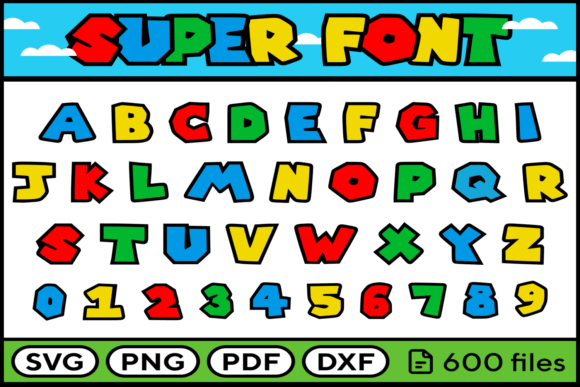 Super Font Svg Png Pdf Dxf Alphabet for Graphics and Crafts